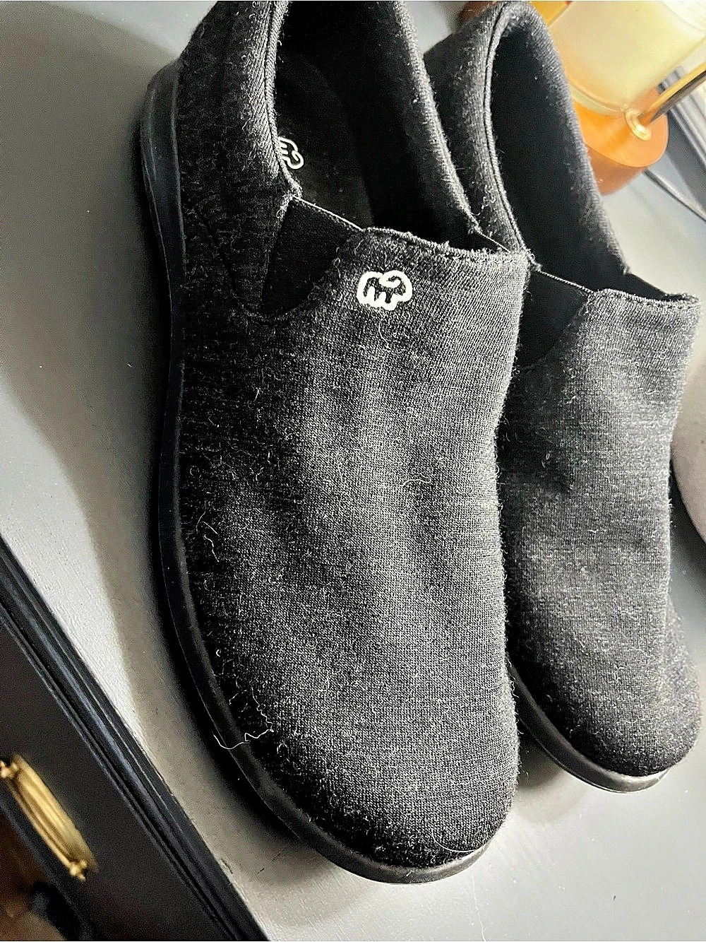 Merinos Go Walk Black Slip-On Sneakers